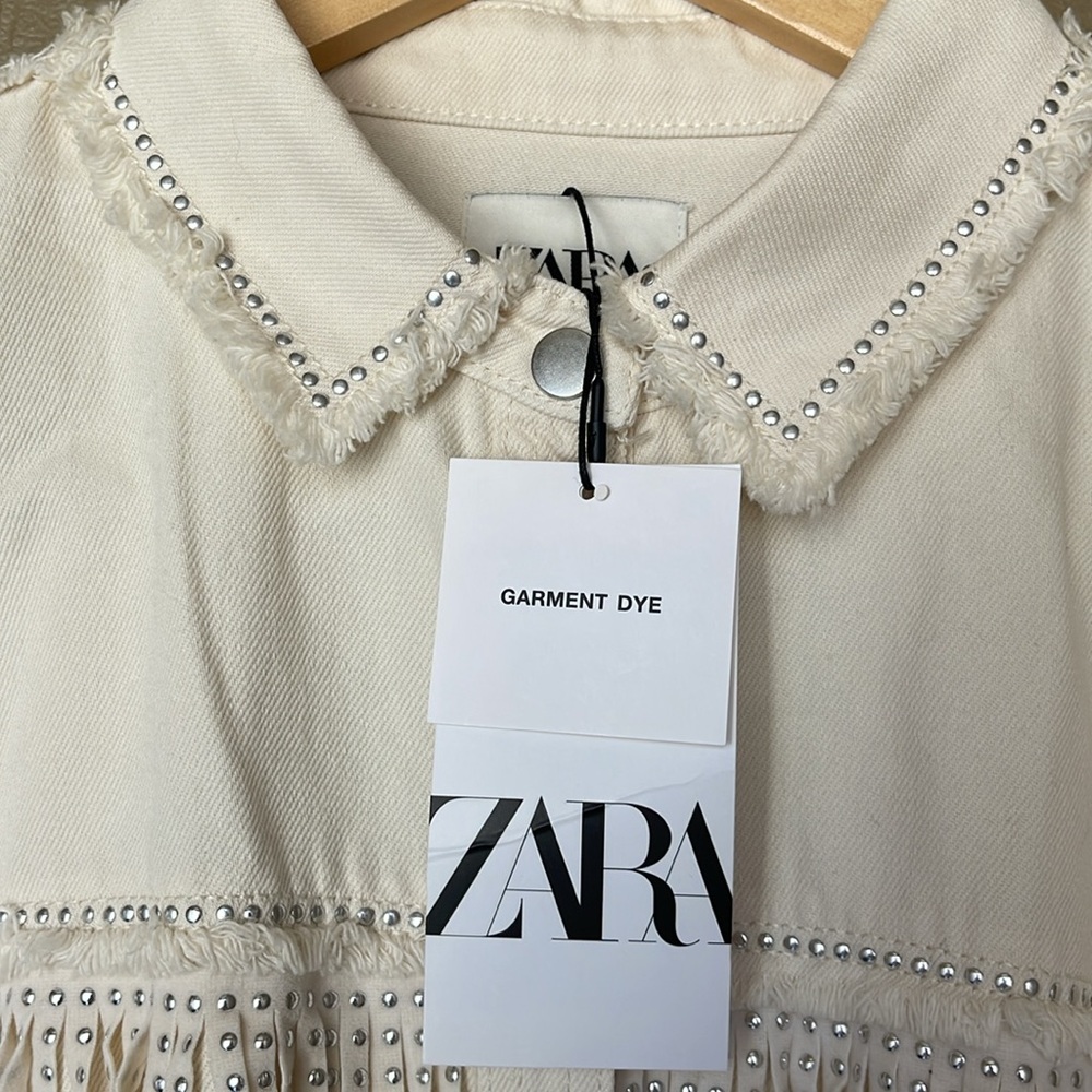 ZARA studded fringed Button-Up Shacket - Picture 3 of 8